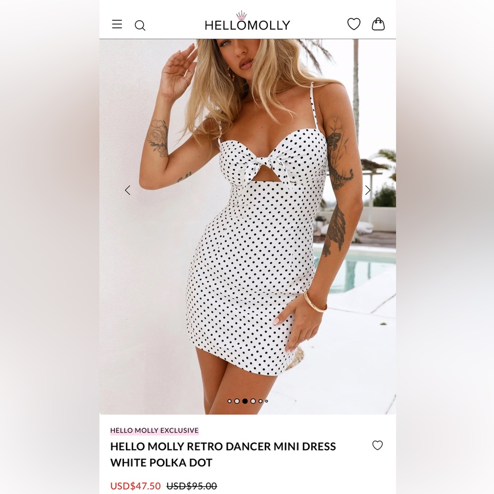 Hello Molly Retro White Polka Dot Dress